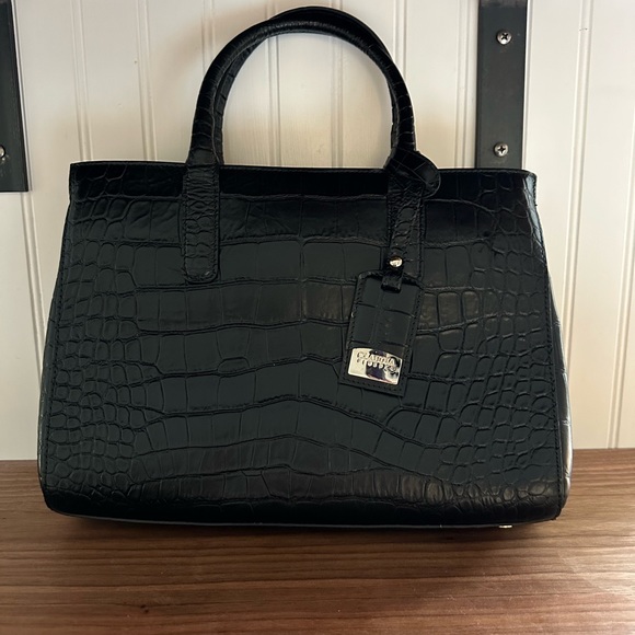 Claudia Firenze Handbags - Claudia Firenze Executive Crocodile Embossed Black Bag